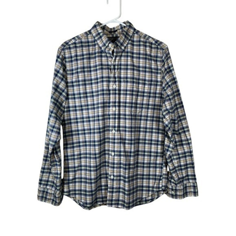 Rye Blue White Button Down Plaid Shirt Size Med EUC #DS-1502